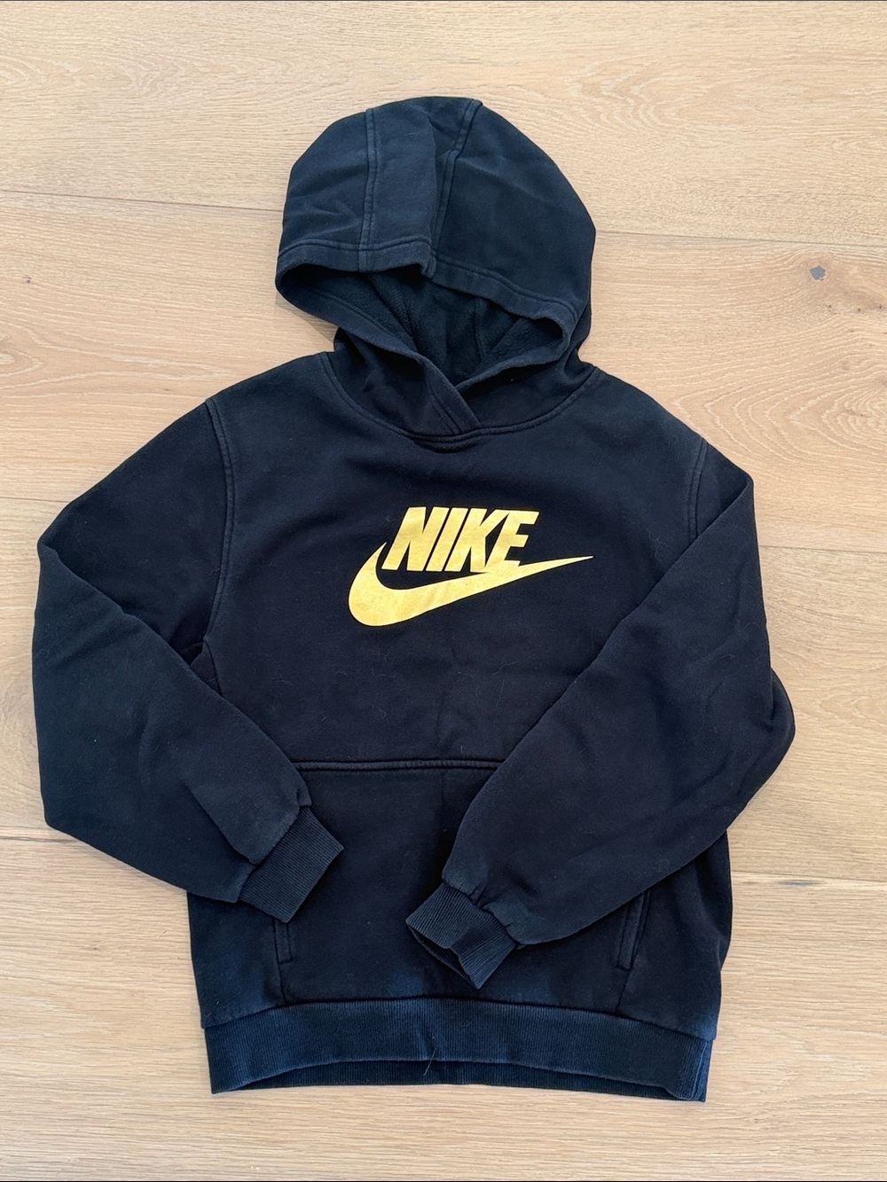 Nike Black Crewneck Hoodie with Yellow Swoosh